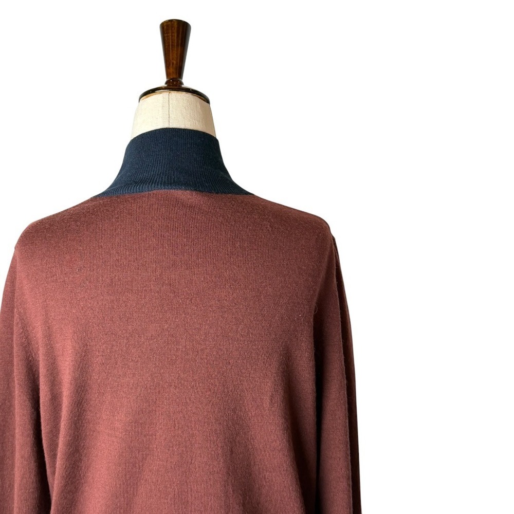 Marimekko Uniqlo Sweater Women Large Brown Orange Lightweight Geo Wool Knit - Picture 7 of 11